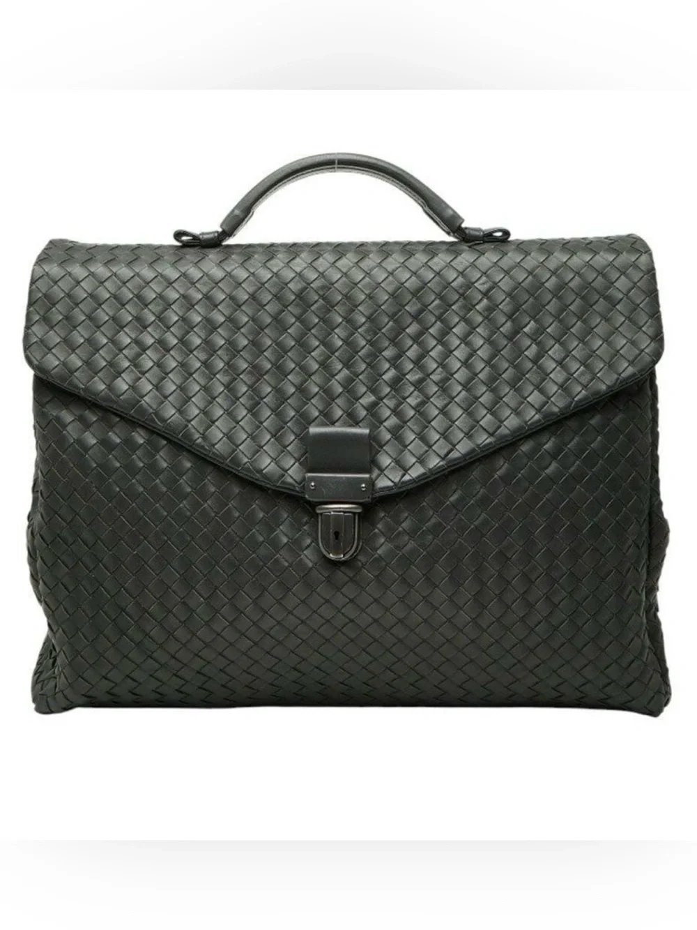 Bottega Veneta Intrecciato Briefcase Black Woven Leather Briefcase